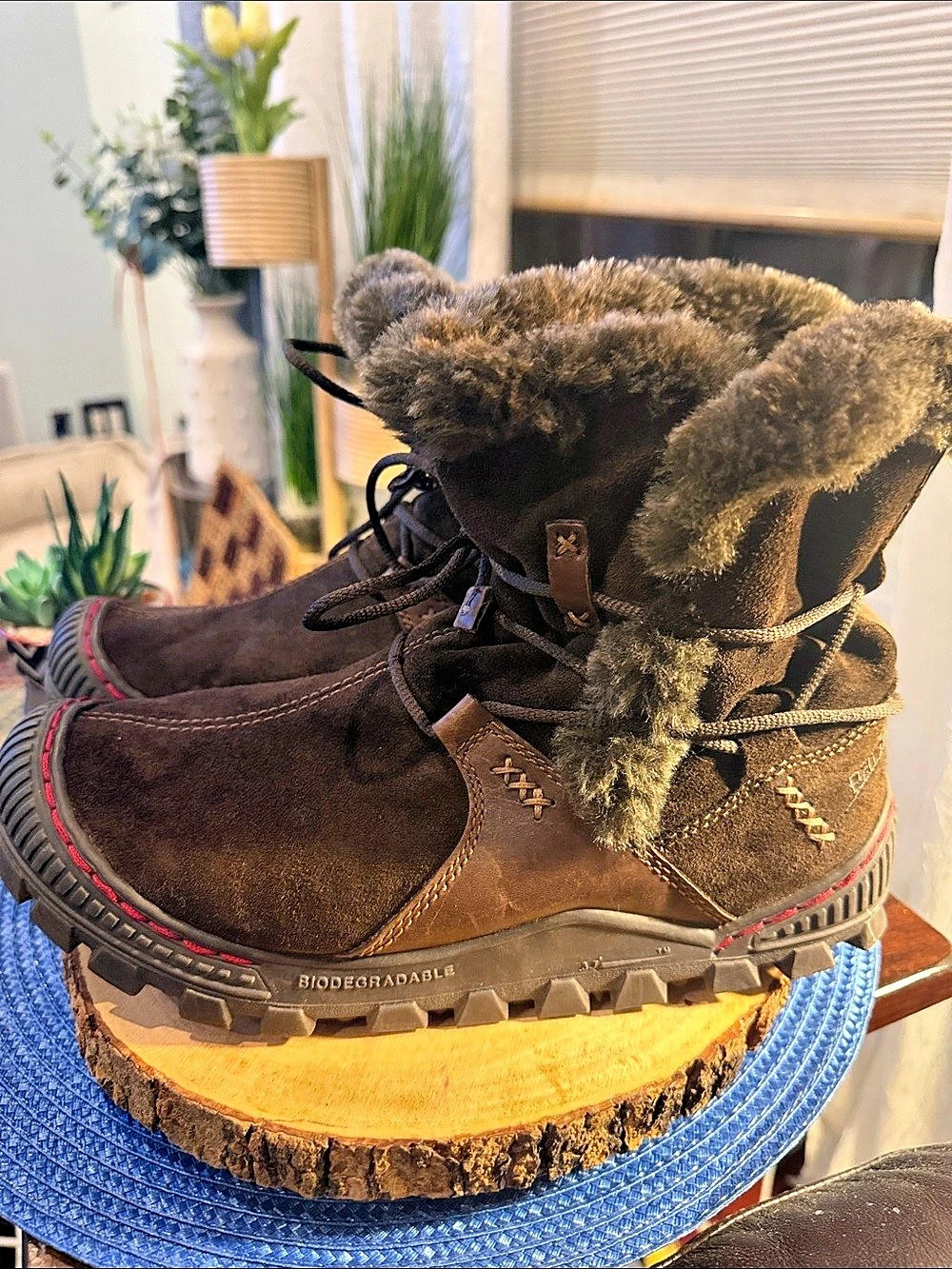 Kalso Earth Brown Suede Winter Boots | Faux Fur Cuff | Women’s 8.5